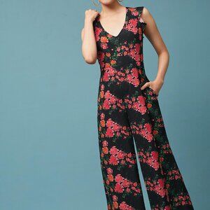 TRACY REESE LAURETTE V-NECK FLORAL JUMPSUIT M